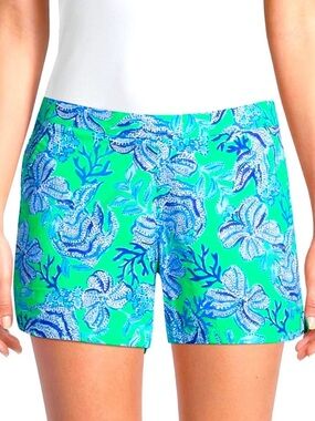 Lilly Pulitzer Ocean View Shorts size XL print Cabana Green Keeping it Reel